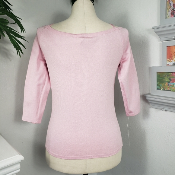 Escada Pink Silk Cold Shoulder Floral Ribbon Details NWOT Euro 38 US 8 Small - Picture 6 of 10